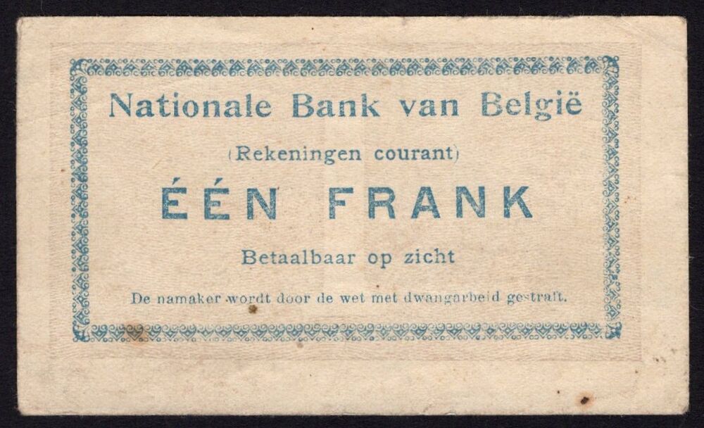 Belgium - 1 Franc 1914 - Pick # 81 - Fine