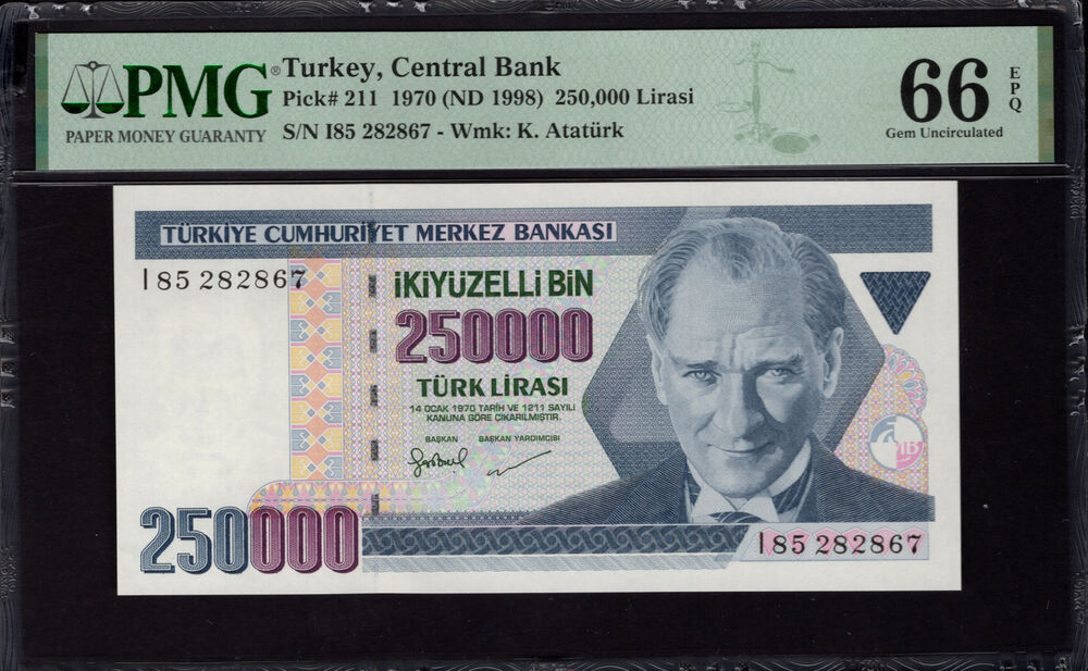 Turkey - 250.000 Lirasi 1970 - Pick # 211 - PMG 66 EPQ