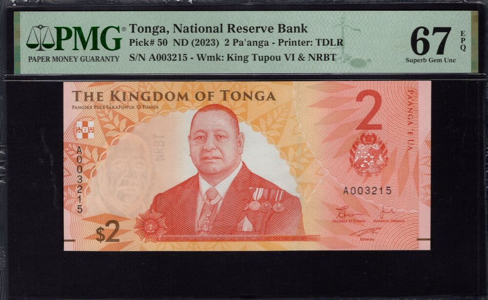 Tonga - 2 Pa'anga 2023 - Pick # 50 - PMG 67 EPQ