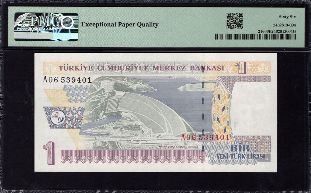 Turkey - 1 New Lira 2005 - Pick # 216 - PMG 66 EPQ