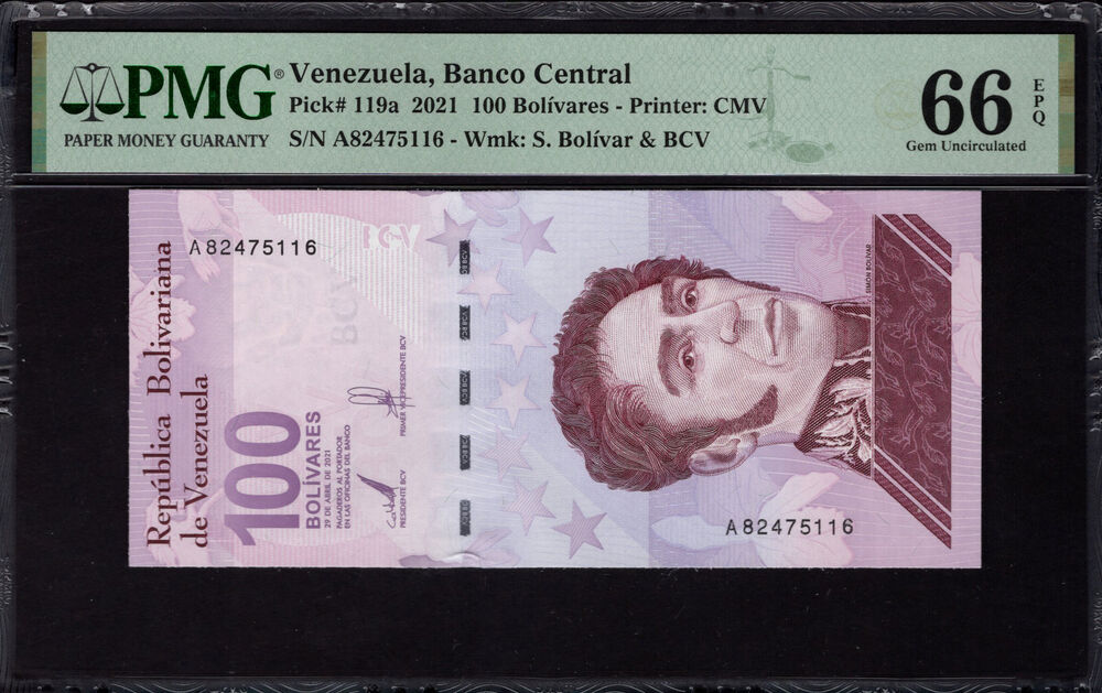 Venezuela - 100 Bolívares 2021 - Pick # 119a - PMG 66 EPQ