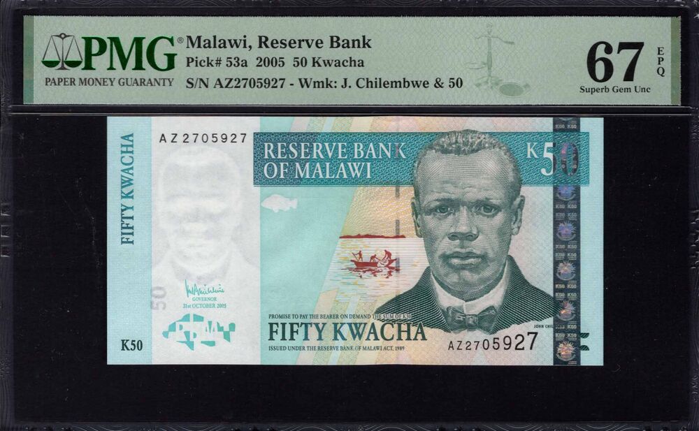 Malawi - 50 Kwacha 2005 - Pick # 53a - PMG 67 EPQ