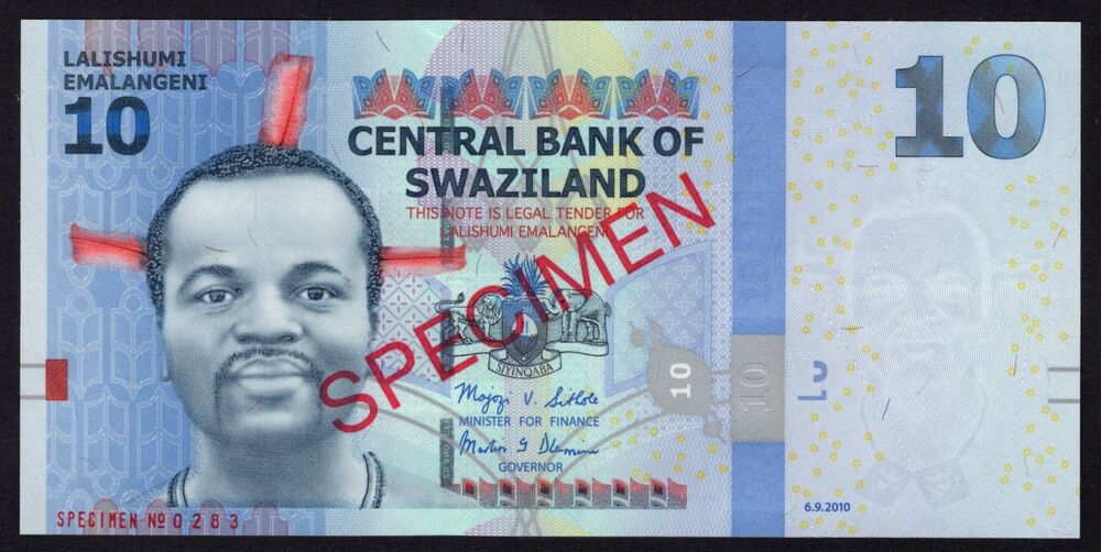 Swaziland - 10 Emalangeni 2010 - Pick # 36s - Specimen - UNC