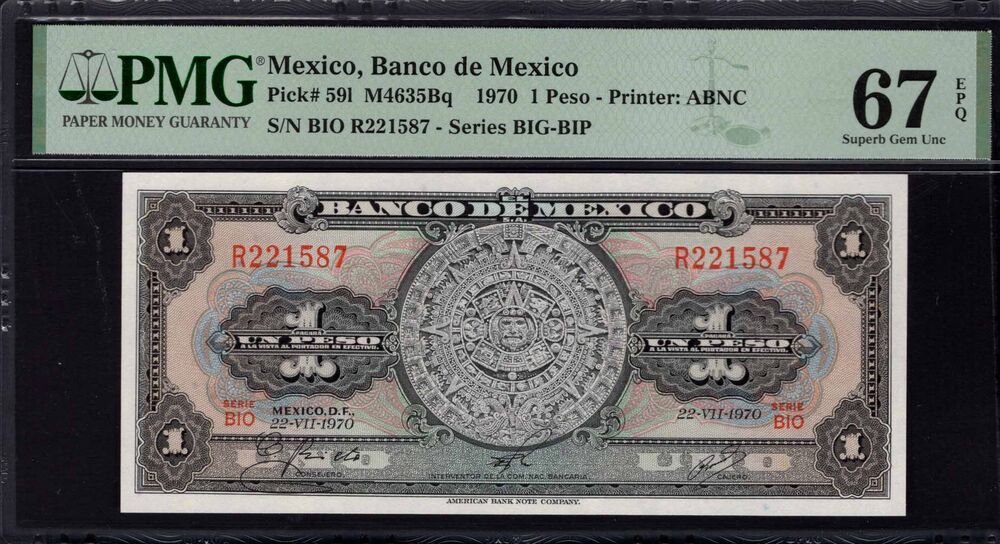 Mexico - 1 Peso 1970 - Pick # 591 - PMG 67 EPQ