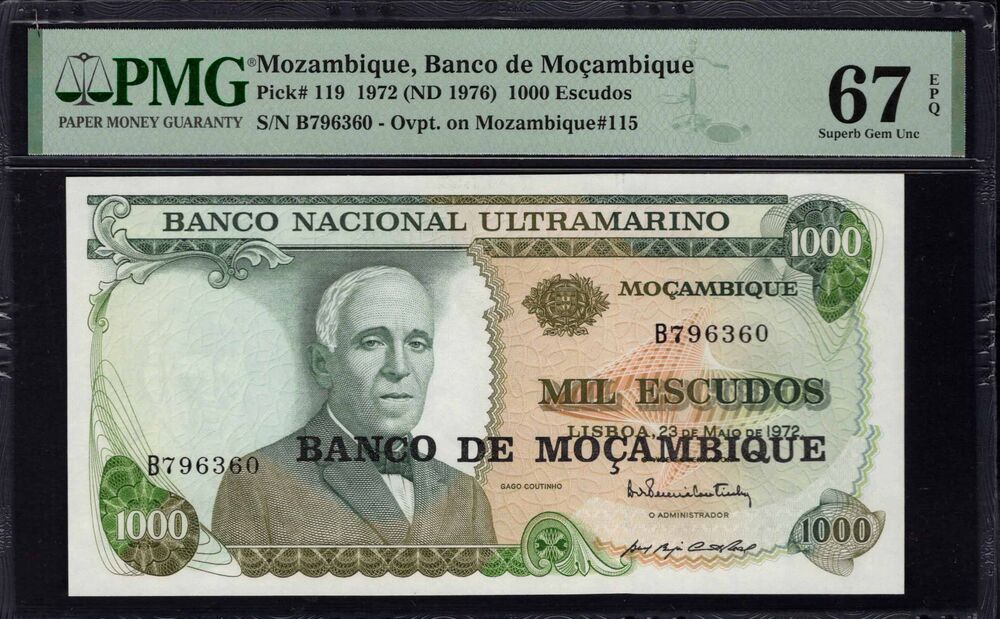 Mozambique - 1000 Escudos 1972 - Pick # 119 - PMG 67 EPQ