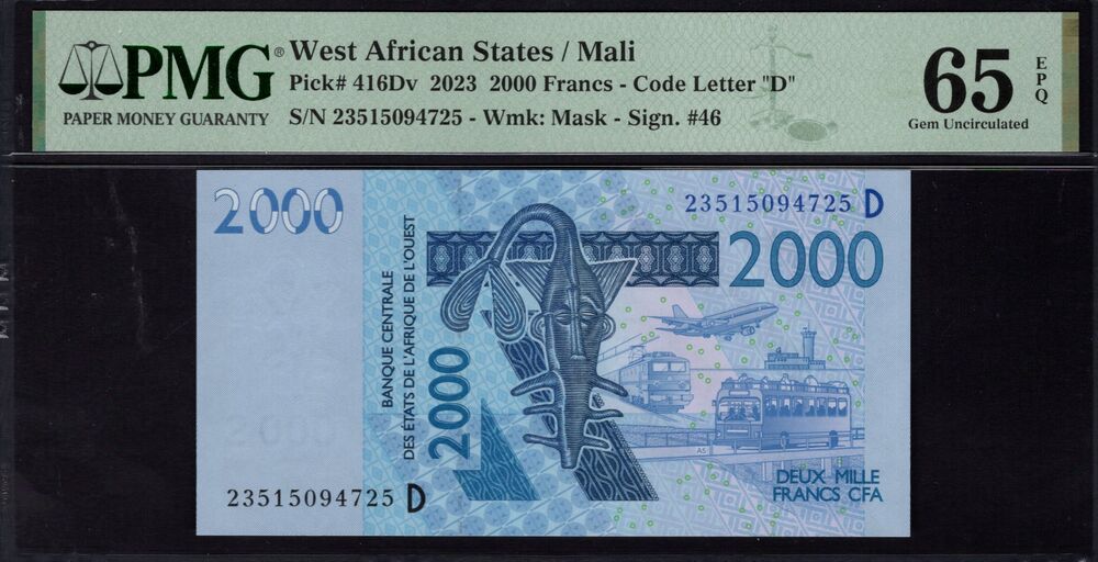 West African States - 2000 Francs 2023 - Pick # 416Dv - PMG 65 EPQ