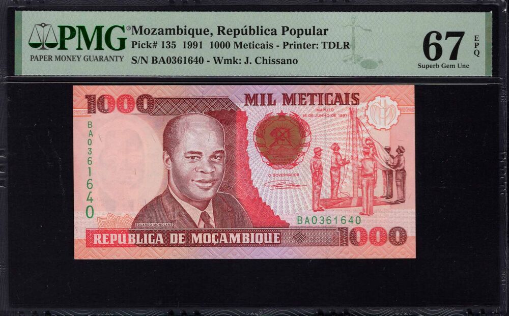 Mozambique - 1000 Meticais 1991 - Pick # 135 - PMG 67 EPQ